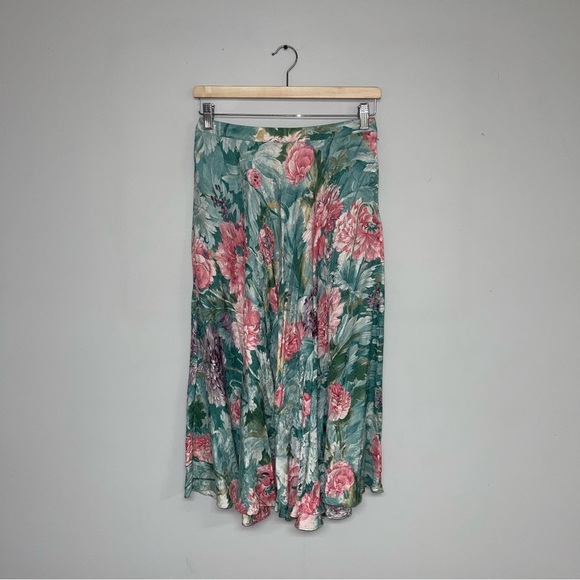 Vintage Silk Skirt Women's Size Small Floral Midi Anne Crimmins Umi Collection‎ - Picture 2 of 9